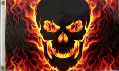 Large 3'x5' Flaming Skull Flag – Polyester Flag for UTV, ATV, Sandrail & RV